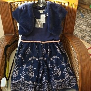 Knitworks  Navy Glitter dress girls sz 12